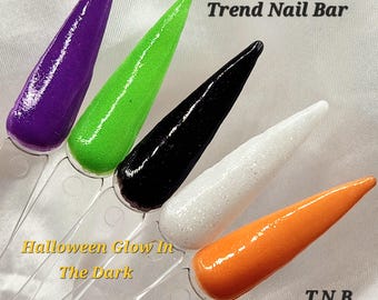Halloween Glow In The Dark Acrylic Nail Powder| Glow Shimmer Nail Dip Powder| Dip Powder Glow Collection| Trend Nail Bar