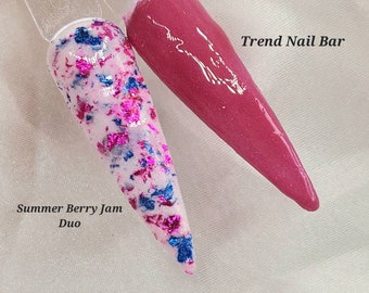 Berry Jam| Foil Dip Powder Set| Pink Shimmer Acrylic Powder| Nail Dip Powder| Summer Dip Powder| Pink White Nail Dip| Trend Nail Bar