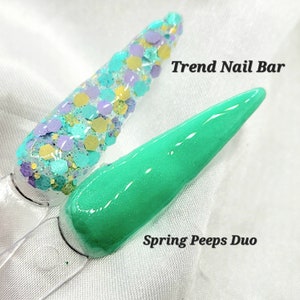 Spring Peeps Duo- Nail Dip Powder, Acrylic Powder, Dip Powder, Summer Dip Powder, Green Shimmer Dip Powder, Glitter Dip Powder, Easter Nails