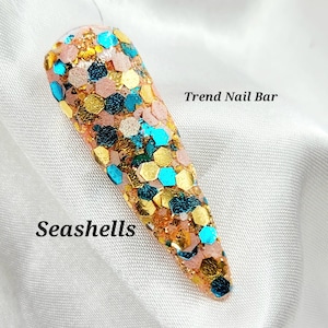 Seashells- Acrylic Dip Powder, Summer Dip Powder, Nail Dip Powder, Dip Powder For Nails, Dip Powder, Glitter Dip Powder, DIY Dip Nails