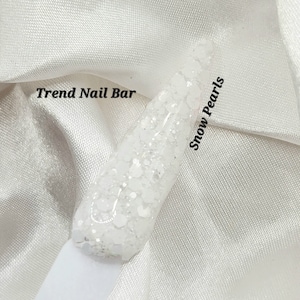 Snow Pearls - Glitter Acrylic Dip Powder, White Glitter Nail Dip Powder, Dip Powder, Dipping Powder, Winter Dip Powder, White Nails