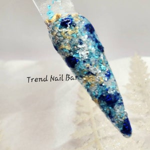 Genie Bottle- Blue Foil Glitter Dip Powder, Nail Dip Powder, Acrylic Dip Powder, Dip Powder For Nails, Flake Dip Powder, Acrylic Powder