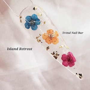 Island Retreat- Floral Dip Powder, Nail Dip Powder, Dried Real Flowers, Floral Acrylic Nails, Flower Nail Powder, Dip Powder, Summer Dip