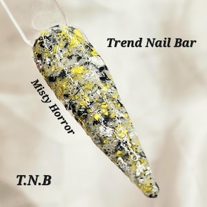 Misty Horror| Milk Bath Dip Powder| Halloween Acrylic Powder| Foil Nail Dip| Dip Powder For Nails| Milky White Nail| Trend Nail Bar