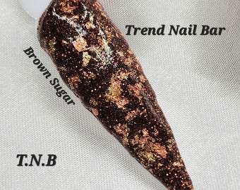 Brown Sugar Dip Powder: Foil Glitter Flakes, Fall Nail Powder