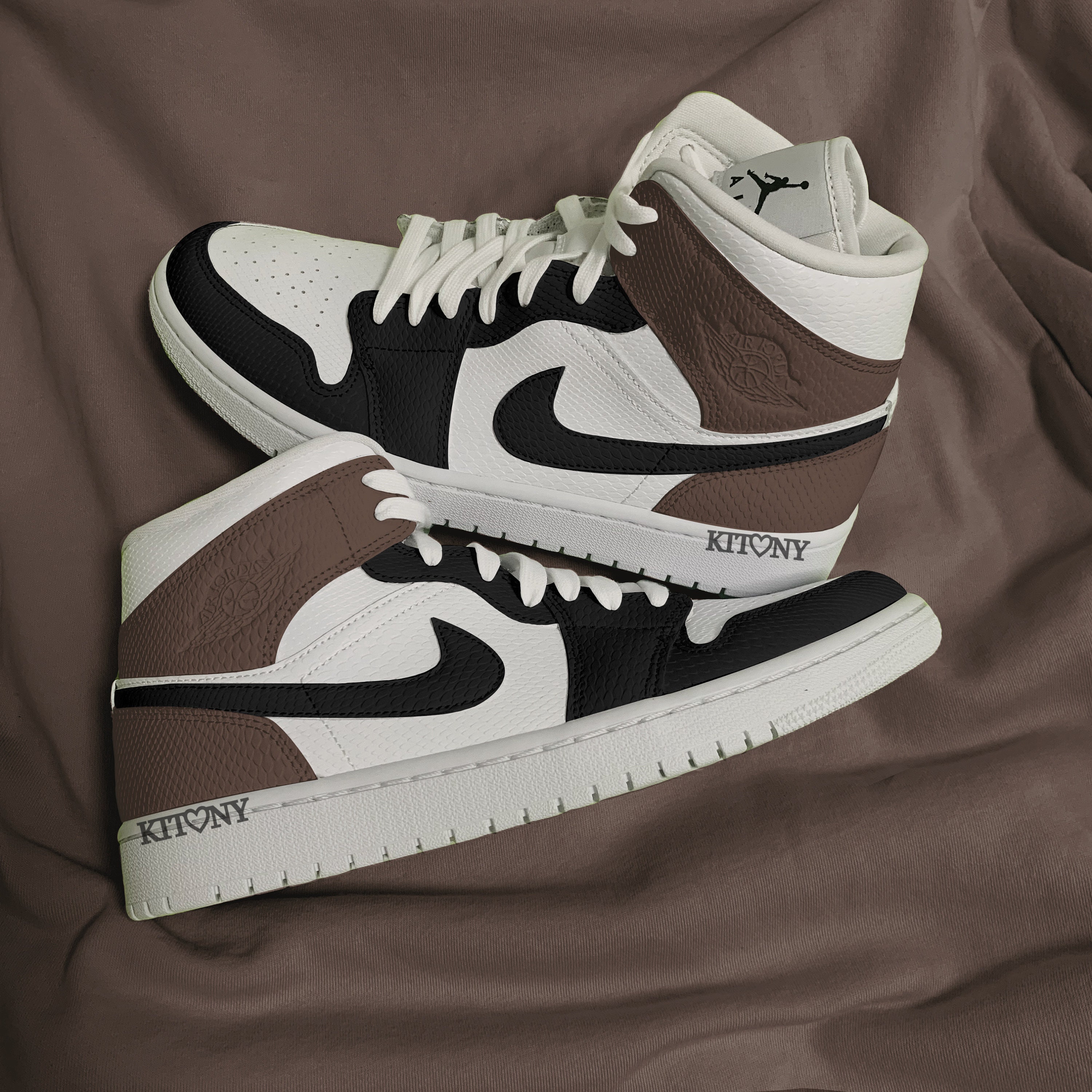Black/brown Air Jordan 1 Mids Custom Painted Brown Jordans Etsy