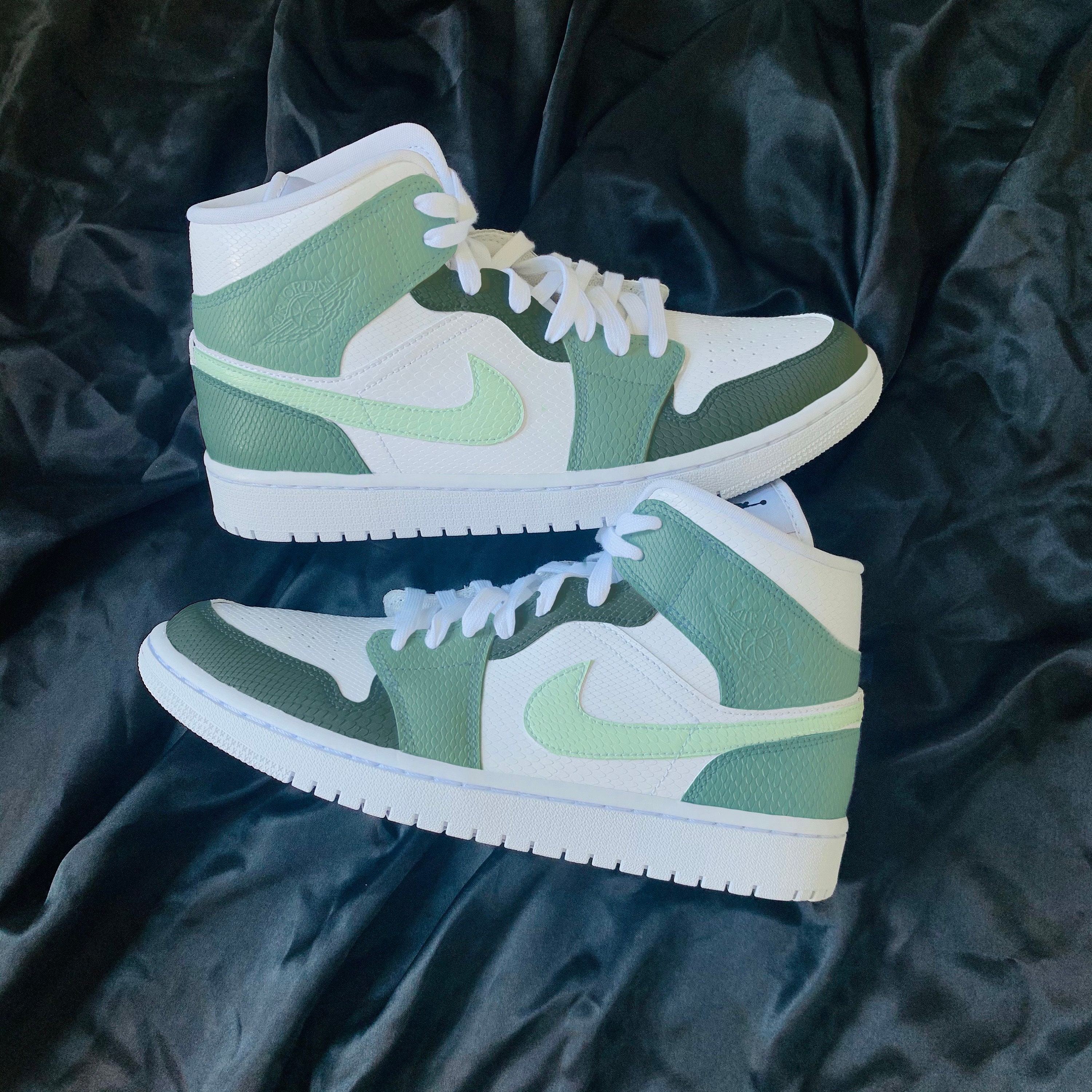 Custom Painted Jordans GREEN TONES 