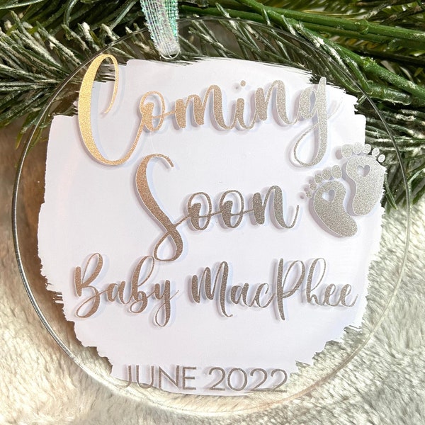 Pregnancy Announcement Ornament; Christmas Ornament; Coming Soon; Baby Ornament