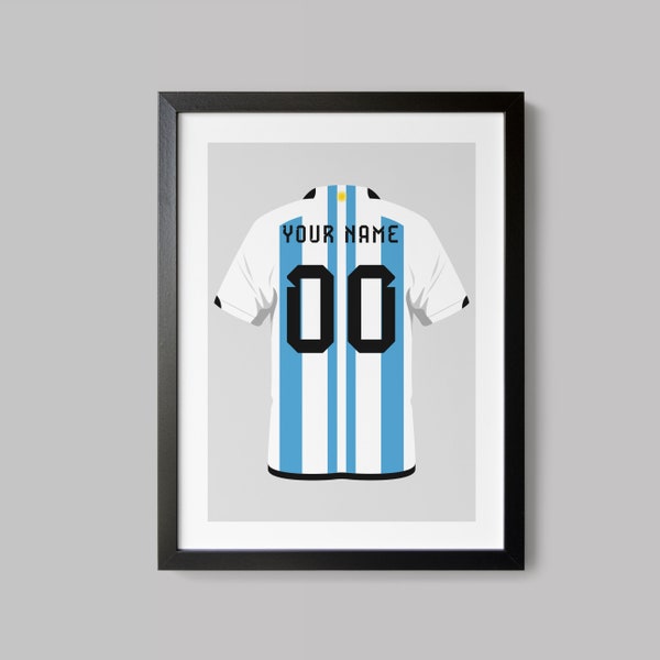 Custom Football Wall Art, Argentina, 22/23,  Printable Soccer Decor, World Cup Qatar 2022, Soccer Jersey, Football Prints, DIGITAL DOWNLOAD