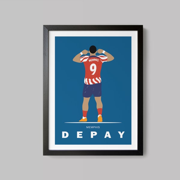 Memphis Depay Print, Atletico Madrid Fan Gift , Soccer Wall Art, Depay Poster, Memphis Depay Art, Depay Football Print, INSTANT DOWNLOAD