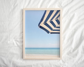 Beach Umbrella Wall Art, Coastal Summer Print, Ocean Photography (Digital Download)