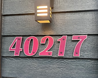 Heavy Duty Outdoor House Numbers- SMALL Solid Color with Glow-in-the-Dark Outline