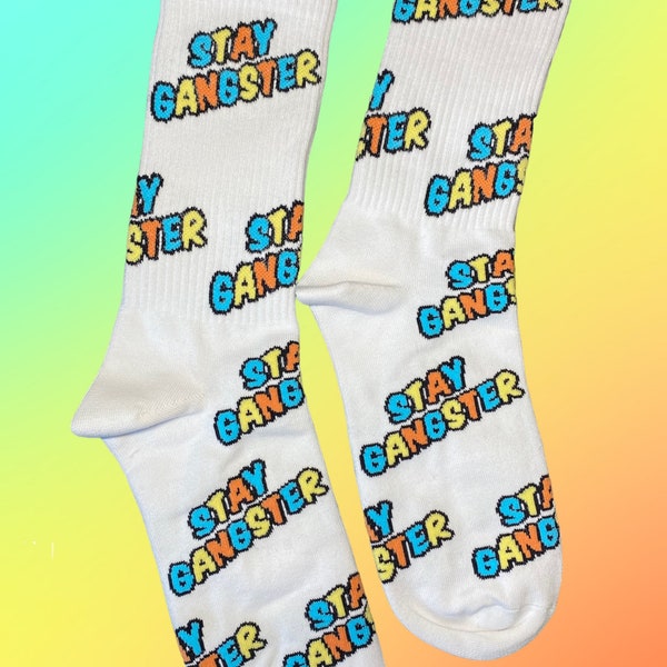 Tennis socks: "Stay Gangster"