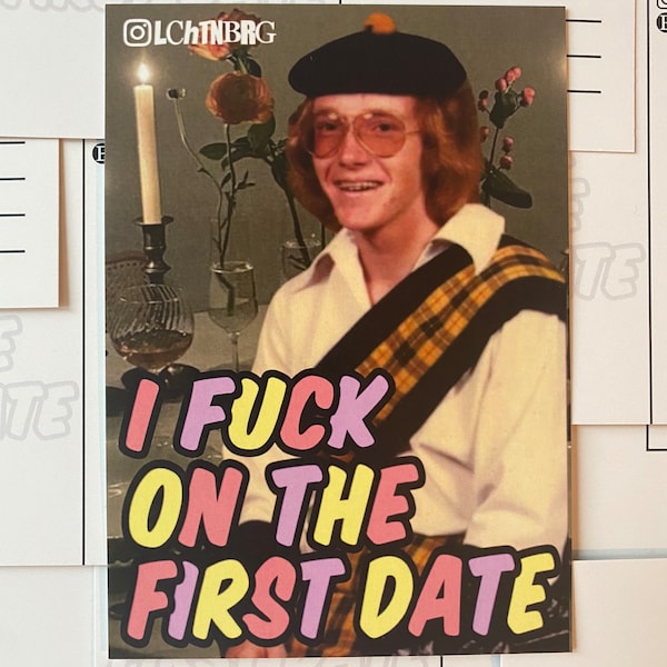 Postkarte „I fuck on the first date“