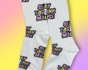 Tennis socks: "Sexy day you mice"