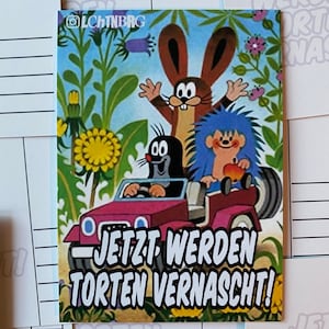 Postkarte „jetzt werden Torten vernascht!“