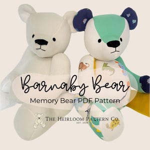Barnaby Memory Bear Sewing Pattern, Fully Jointed Teddy Bear, PDF Pattern.