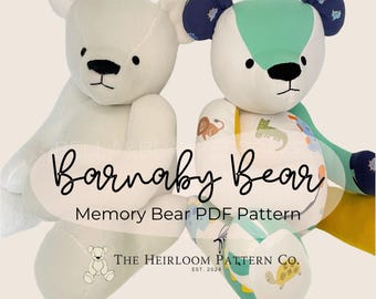 Wzór do szycia misia Barnaby Memory Bear, w pełni przegubowy miś, wzór w formacie PDF.