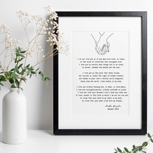 Sonnet 17 XVII Liebe Gedicht Pablo Neruda Poesie Wandkunst, druckbare digitale Kunst, benutzerdefinierte Zitat Druck, Wandkunst Geschenk, Badezimmer Schlafzimmer Wanddekor