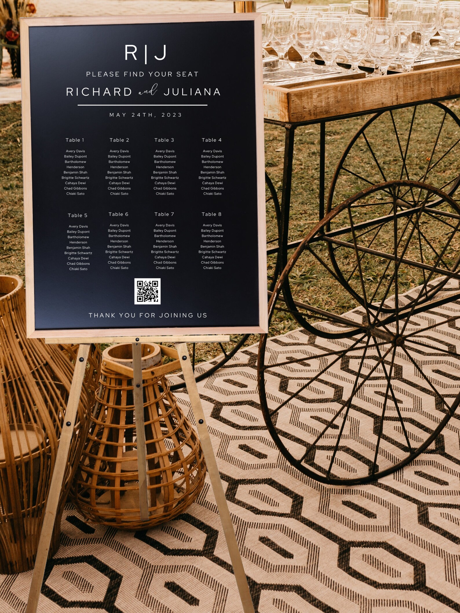 Reception Seat Chart With QR Code Wedding Reception Seating Etsy