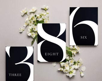Black white Modern Table Numbers Wedding Printable, large wedding,  template, Minimalist, INSTANT DOWNLOAD, digital download, 20 tables
