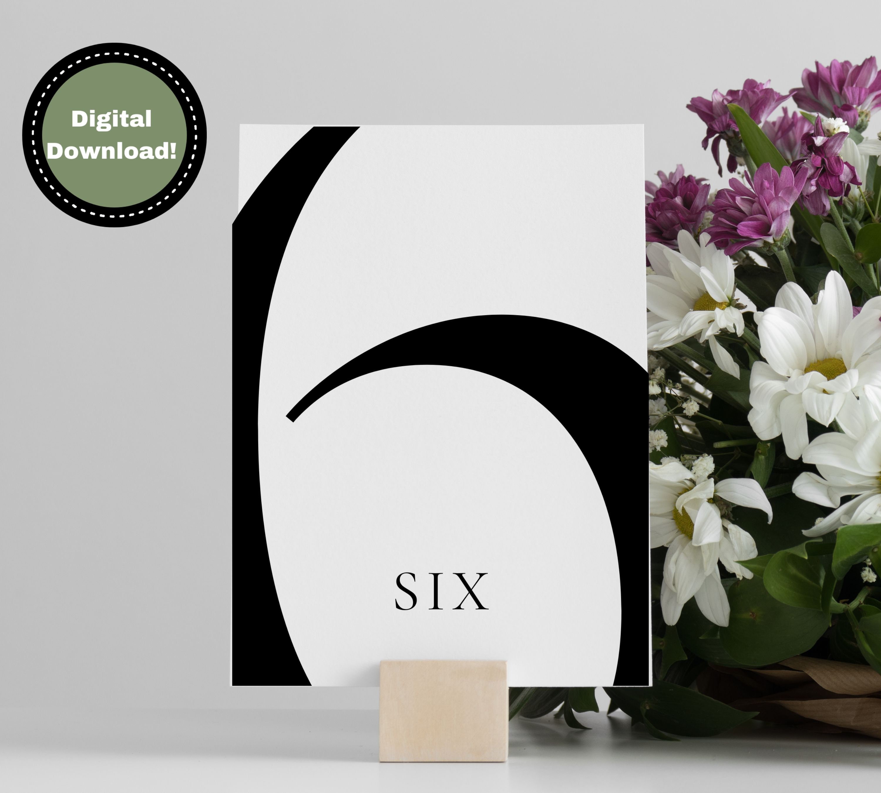Modern Table Numbers Wedding Printable, Wedding Table Numbers Template ...