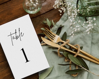 Números de mesa modernos para impressão de casamento, modelo de números de mesa de casamento, mínimo, Canva, DOWNLOAD INSTANTÂNEO, download digital, 12 tabelas
