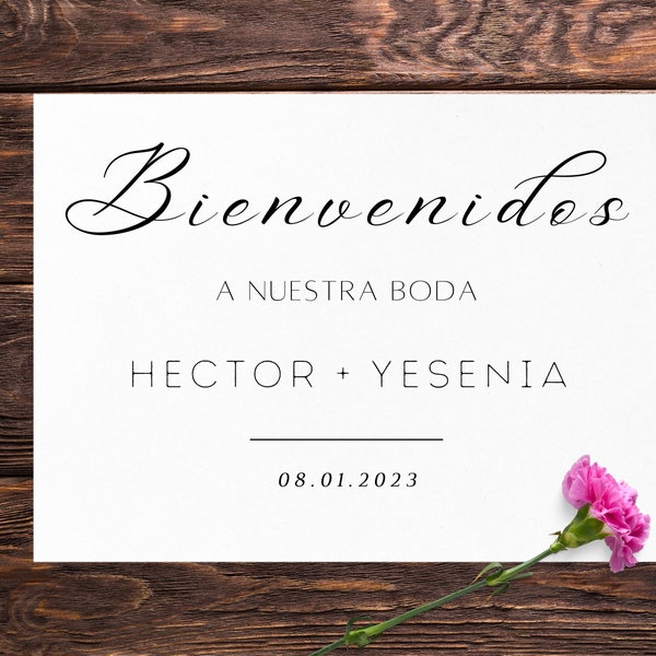 Spanish wedding welcome Sign template, INSTANT DOWNLOAD, Editable printable Hispanic, Espanol wedding sign, horizontal sign digital download