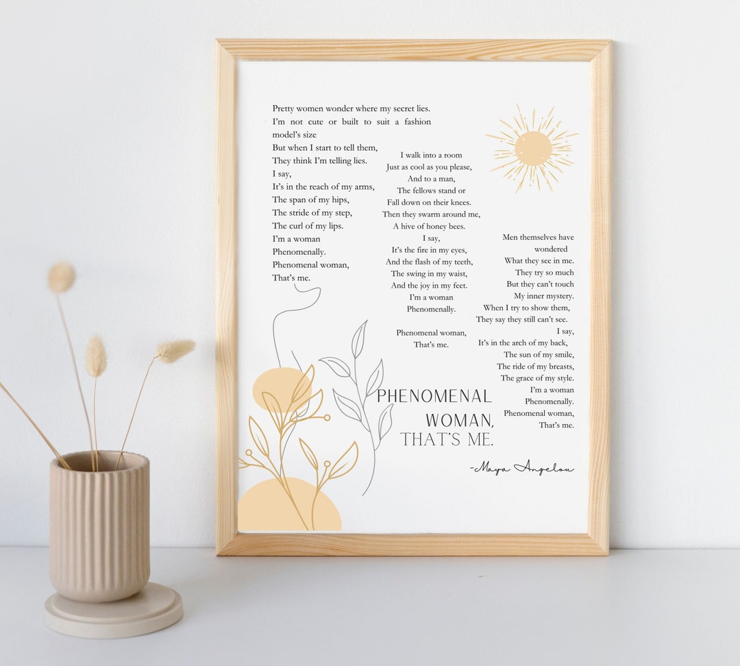 Phenomenal Woman Maya Angelou Poetry Print, Wall Art, Printable Digital ...