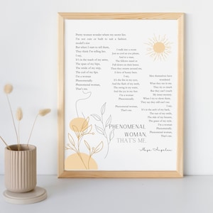 Phenomenal Woman Maya Angelou Poetry Print, Wall Art, printable digital art, custom quote print, wall art gift, bathroom bedroom wall decor