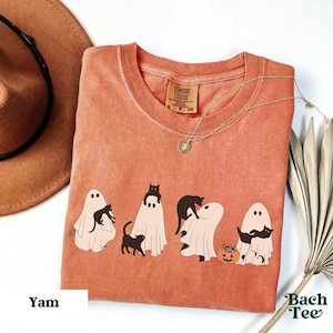 Ghost Cat Shirt, Cat Lovers Shirt, Ghost Halloween Tee, Halloween Cat T-Shirt, Spooky Season Gift, Comfort Colors® Cat Ghost T-Shirt