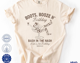 Custom Nashville Birthday Shirt, Western Style Birthday Shirt, Perfect for 21st Nashville Birthday Tee, Bash in the Nash Shirt, Girls Trip