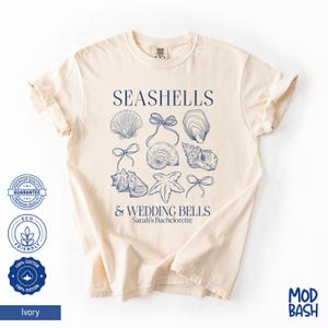 Seashells and Wedding Bells Bachelorette Shirt, Beach Bachelorette Tee, Coastal Bachelorette Party Shirt, Seaside Bach Party Shirt