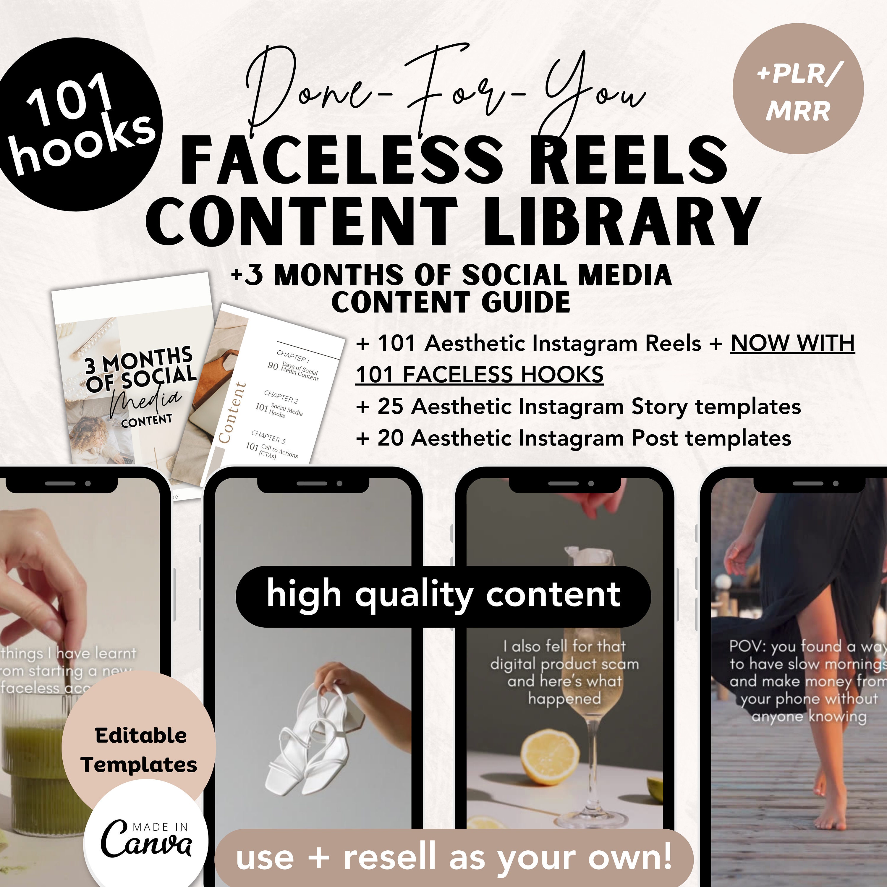 Faceless Videos, MRR, Plr, Aesthetic Videos, Done for You, Faceless  Instagram, Story Templates, Faceless Content, Reels, Social Media Kit -   Canada