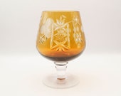 Vintage Traube by Nachtmann Cut to Clear Amber Crystal Glass Cocktail Snifter