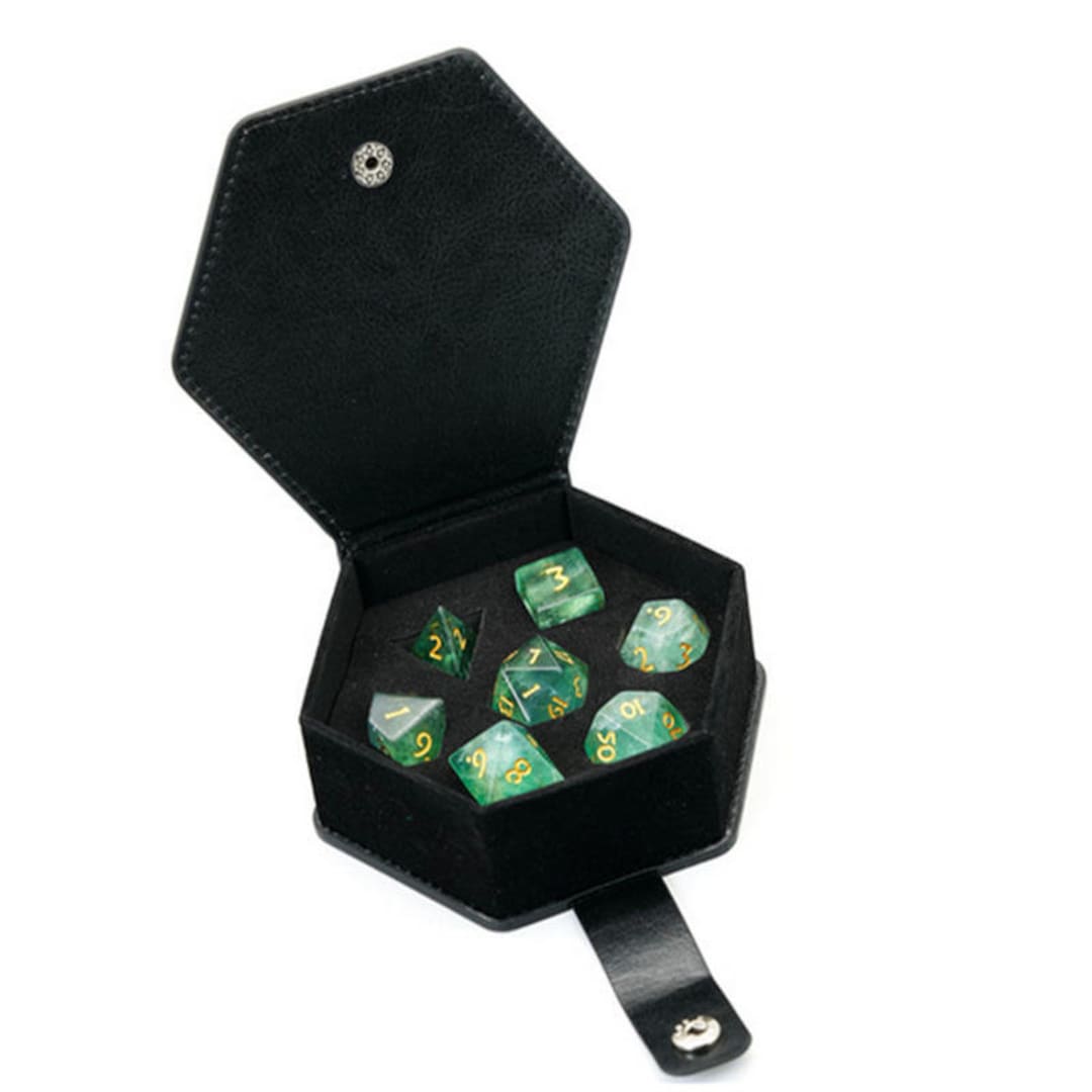 Premium PU Leather Padded Dice Box for 7 Piece Polyhedral Dungeons and