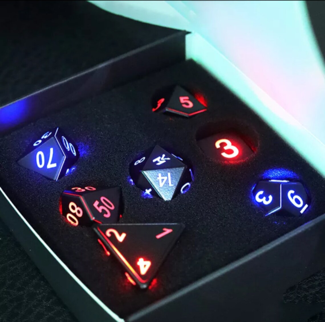 Flashing LED Dice D20 D&D Polyhedral Dice Box Included Etsy