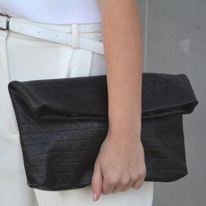 Sac à main en cuir imprimé Black Diamond Stitch pour femme, Grande pochette en cuir solide en or rose, Pochette en cuir polyvalente