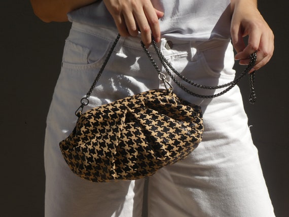 Small handbag/Shoulder bag - Black/houndstooth-patterned - Ladies