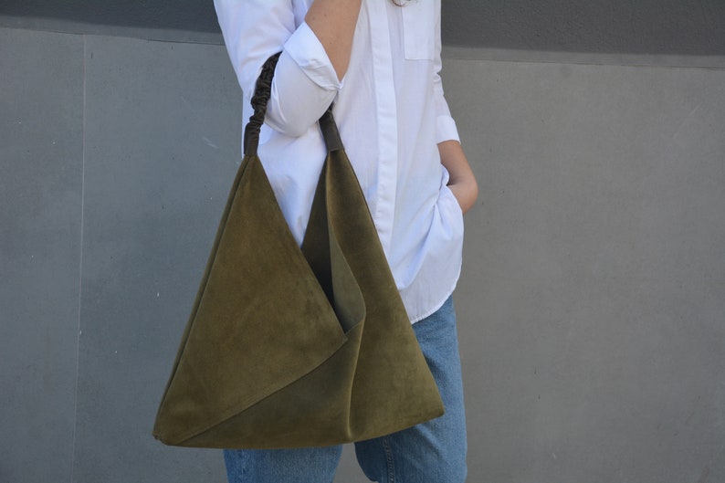 Suede Leather Japanese Origami Bag