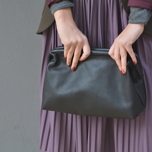 Cartera de cuero genuino resistente hecha a mano para mujer, Monedero de cuero, Bolso grande, Monedero retro, Cartera grande con forma de nube