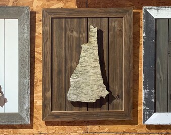 Lighted birch NH wall hanging
