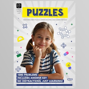 Mastering Math Puzzles Workbook | 1000 Brain Teasers & Logic Problems | Critical Thinking for Kids | Printable PDF | Answer Key Included
