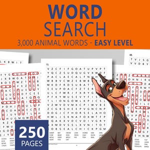 Eenvoudige woordzoekpuzzels met dieren: pdf-woordoefening cijfers 1-2