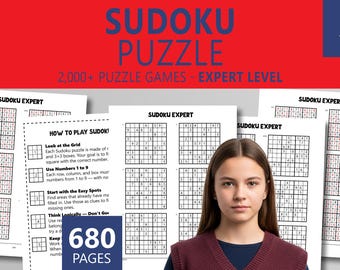 Książka z łamigłówkami Sudoku: ponad 2000 gier logicznych dla dzieci od 7. klasy i dorosłych | Poziom ekspercki