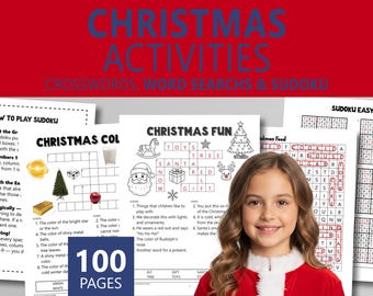 Świąteczne aktywności dla dzieci: 50 ręcznie robionych łamigłówek! Krzyżówka, wyszukiwanie słów i proste sudoku, klasy 1-2