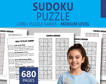 Książka z łamigłówkami sudoku: ponad 2000 gier logicznych dla dzieci w klasach 3-4 (do druku w formacie PDF) | Poziom średni