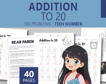 Arkusze matematyczne dla klasy 1 | Dodawanie do 20 | Ćwiczenia i fakty matematyczne w pamięci | Wydrukowana aktywność do nauki w domu