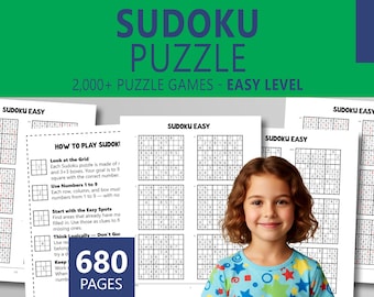 Książka z łamigłówkami Sudoku: ponad 2000 gier logicznych dla dzieci w klasach 1-2 (do druku w formacie PDF) | Poziom łatwy