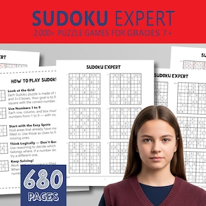 Sudoku Book: 2000+ Logic Games for Kids Grades 7+ and Adults | Expert Level
